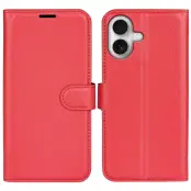 AMORUS iPhone 17 Konstläder Plånboksfodral Flipstativ Litchi - Röd