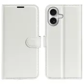 AMORUS iPhone 17 Konstläder Plånboksfodral Flipstativ Litchi - Vit