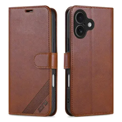 AZNS iPhone 17 Plånboksfodral Anti-Scratch Konstläder - Brun