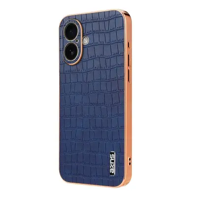 AZNS iPhone 17 Fodral Electroplating KonstLäder - Blå