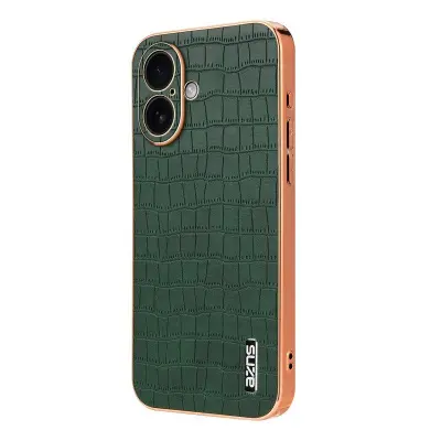 AZNS iPhone 17 Fodral Electroplating KonstLäder - Grön