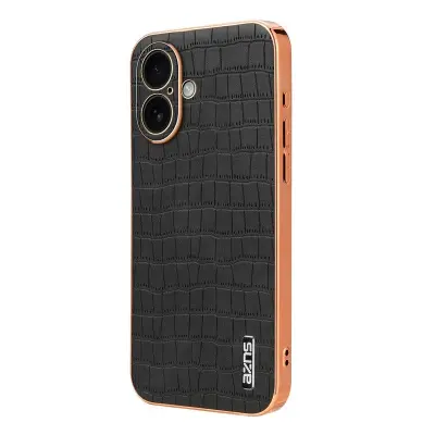 AZNS iPhone 17 Fodral Electroplating KonstLäder - Svart