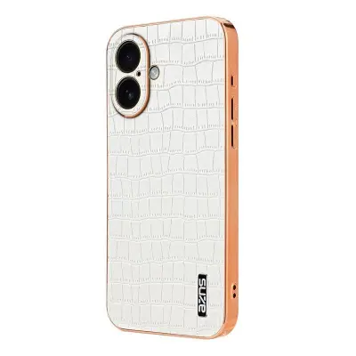 AZNS iPhone 17 Fodral Electroplating KonstLäder - Vit