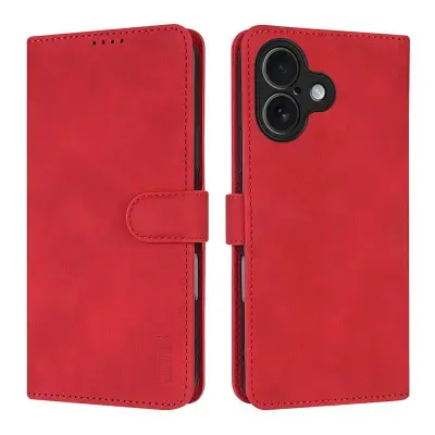 AZNS iPhone 17 Plånboksfodral Konstläder - Röd