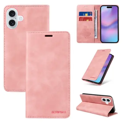 BETOPNICE iPhone 17 Plånboksfodral Konstläder - Magnetisk - Rosa