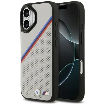 BMW iPhone 17 Mobilskal MagSafe M Tricolor Metal Logo - Grå