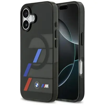 BMW iPhone 17 Mobilskal MagSafe Metal Tricolor Lines - Svart
