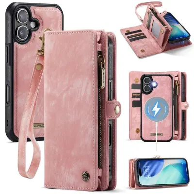 CASEME 008 iPhone 17 Plånboksfodral i Konstläder med - Rosa