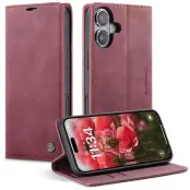 CASEME 013 Case iPhone 17 Plånboksfodral Konstläder Ställ - Röd