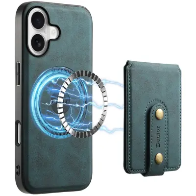 DENIOR iPhone 17 Mobilskal MagSafe Detachable Korthållare D14 (Blå)