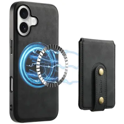 DENIOR iPhone 17 Mobilskal MagSafe Detachable Korthållare D14 (Svart)