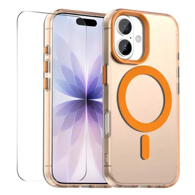 ENKAY iPhone 17 Mobilskal MagSafe Med 9H Härdat Glas - Orange