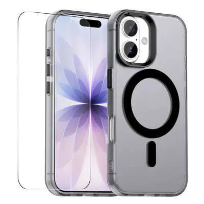 ENKAY iPhone 17 Mobilskal MagSafe Med 9H Härdat Glas - Svart