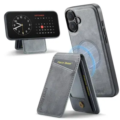 FIERRE SHANN 025 Fodral för iPhone 17 KonstLäder - Grå