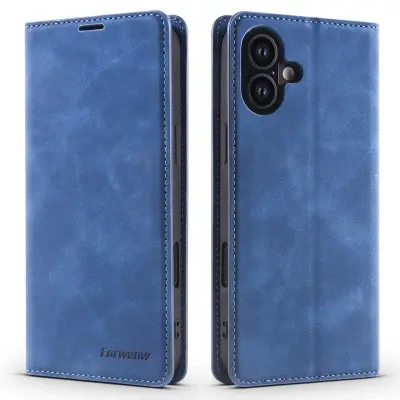 FORWENW iPhone 17 Plånboksfodral Konstläder - Blå