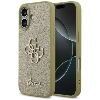 Guess iPhone 17 Mobilskal Fixed Glitter Big 4G - Guld