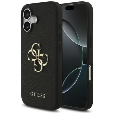 Guess iPhone 17 Mobilskal Grained Classic Logo - Svart