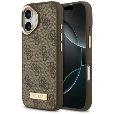 Guess iPhone 17 Mobilskal MagSafe 4G Logo Plate - Brun