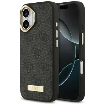 Guess iPhone 17 Mobilskal MagSafe 4G Logo Plate - Svart