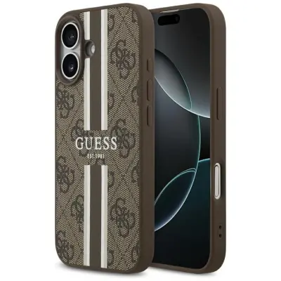 Guess iPhone 17 Mobilskal MagSafe 4G Printed Stripes - Brun