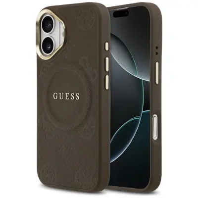 Guess iPhone 17 Mobilskal Magsafe Peony Hot Stamp - Brun