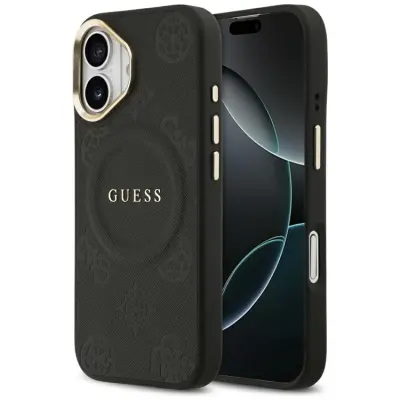 Guess iPhone 17 Mobilskal Magsafe Peony Hot Stamp - Svart