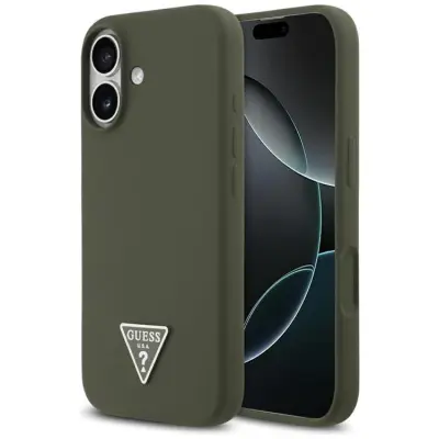 Guess iPhone 17 Mobilskal MagSafe Silikon Triangle Logo - Khaki
