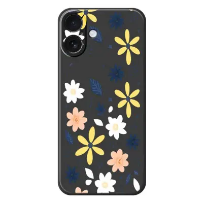iPhone 17 Mobilskal Colorful Floral Blue Leaves TPU - Svart