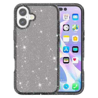 iPhone 17 Mobilskal Glittrande Puderglitter - Svart