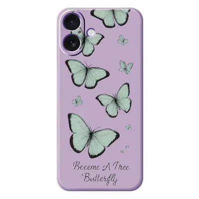 iPhone 17 Mobilskal Grön Butterfly Pattern TPU - Lila