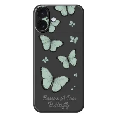 iPhone 17 Mobilskal Grön Butterfly Pattern TPU - Svart