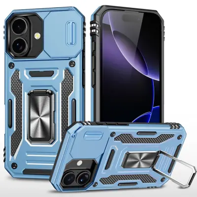 iPhone 17 Mobilskal Kickstand Lens Lid - Babyblå