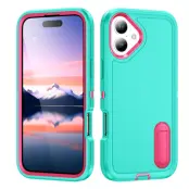 iPhone 17 Mobilskal Kickstand Silikon - ljusgrön/Rosa