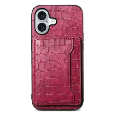 iPhone 17 Mobilskal Korthållare Crocodile - Röd