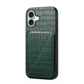 iPhone 17 Mobilskal Korthållare Crocodile Textured - Grön