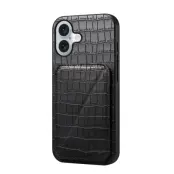 iPhone 17 Mobilskal Korthållare Crocodile Textured - Svart
