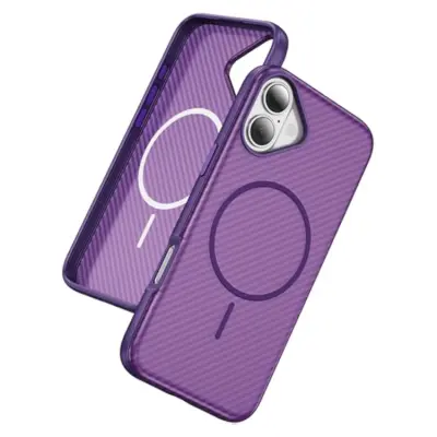iPhone 17 Mobilskal MagSafe Carbon Fiber Anti-Slip (Lila)