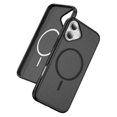 iPhone 17 Mobilskal MagSafe Carbon Fiber Anti-Slip (Svart)