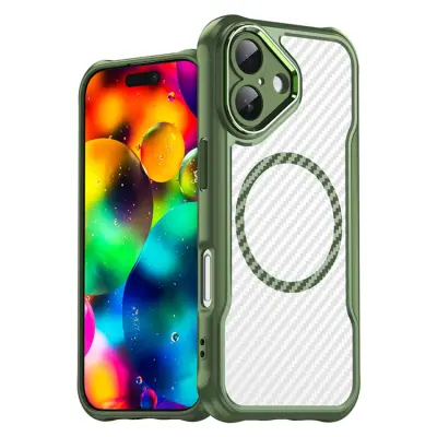 iPhone 17 Mobilskal MagSafe Carbon Fiber - Grön