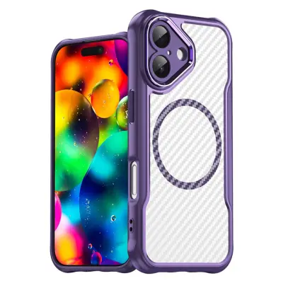 iPhone 17 Mobilskal MagSafe Carbon Fiber - Lila