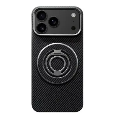 iPhone 17 Mobilskal MagSafe Kevlar Metal Ring - 600D Coarse