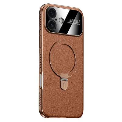 iPhone 17 Mobilskal MagSafe Kickstand Electroplated Cooling - Brun (Brun)