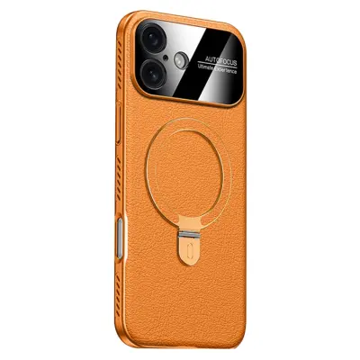 iPhone 17 Mobilskal MagSafe Kickstand Electroplated Cooling - Orange (Orange)