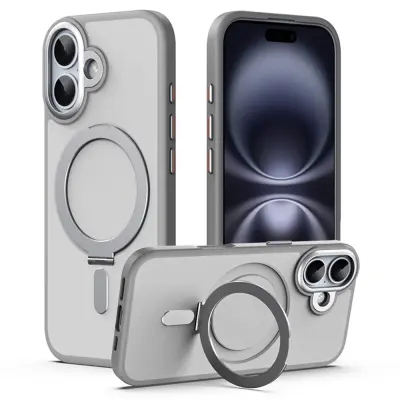 iPhone 17 Mobilskal MagSafe Kickstand TPU + Acrylic - Grå