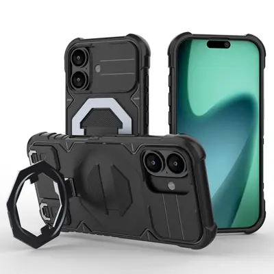 iPhone 17 Mobilskal MagSafe Kickstand Med snodd - Svart