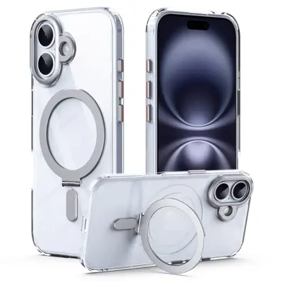 iPhone 17 Mobilskal MagSafe Kickstand TPU + Acrylic - Silver