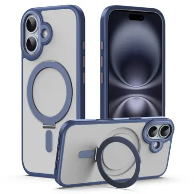 iPhone 17 Mobilskal MagSafe Kickstand TPU + Acrylic - Blå