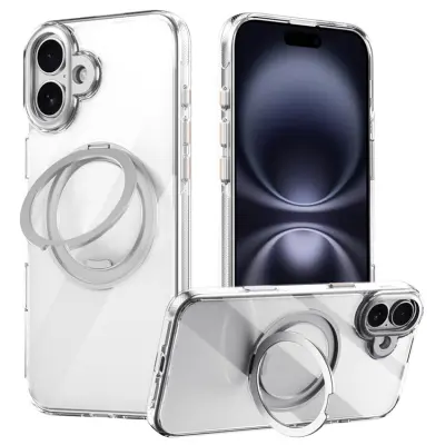 iPhone 17 Mobilskal MagSafe Kickstand TPU PC - Transparent