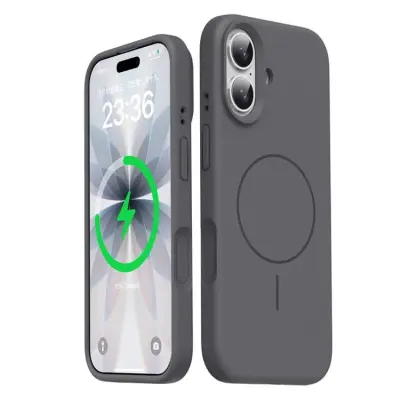iPhone 17 Mobilskal MagSafe Liquid Silikon - Grå (Grå)