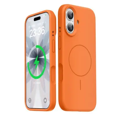 iPhone 17 Mobilskal MagSafe Liquid Silikon - Orange (Orange)
